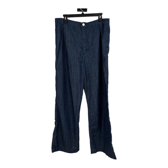 Frame Pants High rise pleated wide leg chino blue size 32 - Picture 2 of 7